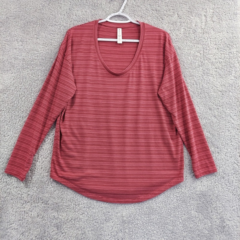 Athleta Shirt Women Lg Pink Cloudlight Stratus Striped Long Sleeve Modal Stretch